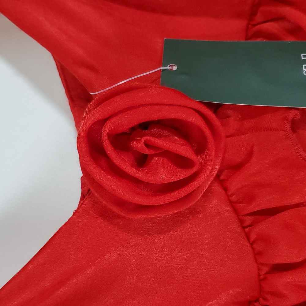 Wild Fable™ Women's Rosette Mini Babydoll Dress ~ Red - Picture 9 of 16